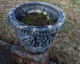 #138	Concrete Round Planter -14" tall - repaired crack	 $25.00 
