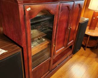 #66	Laminate wood-look Entr. Center w/1 glass Side Door (door as is) 2 wood Doors and 1 drawer - 55x18x54 - You Move	 $40.00 
