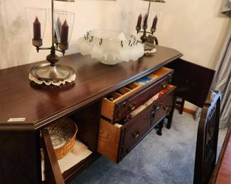 #29	Batesville Cabinet Co. Antique Carved Buffet w/2 drawers & 2 Doors - 70x22x36	 $375.00 
