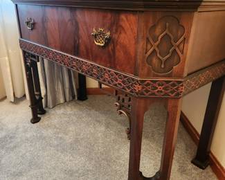 #32	Batesville Antique China/Display Cabinet - w/key and 1 glass Front Door(has decorative details) w/2 wood shelves & 1 drawer - one single piece - 39x18x63	 $375.00 
