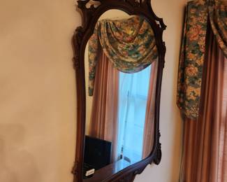 #47	Wood Framed Oval Top Carved Mirror - 29x45	 $75.00 
