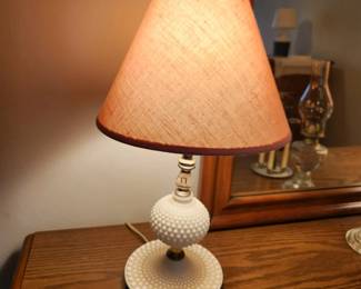 #24	Accent Brass/Milk Glass Small Lamps - sold as a pair - 17" Tall	 $20.00 
