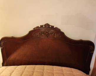 #42	(PAIR) Antique Full Size Wood Carved Headboard/Footboard w/Mattress/Box springs & Coverlets - sold as a pair - One mattress like new, one mattress as is	 $400.00 
