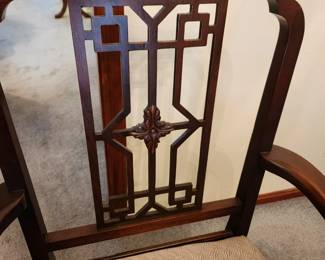 #28	Duncan Phyffe Double Pedestal Table w/6 Chairs  w/Brass Feet- 59x40x29 - Small Finishes Issues on Top	 $250.00 
