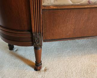 #33	Antique Wood Headboard w/carvings in Center and top w/rounded Wood Footboard w/Cream Spread and Orto Pedic Supreme Mattress/Boxsprings (still in plastic) & 2 plastic covered pillows)	 $300.00 
