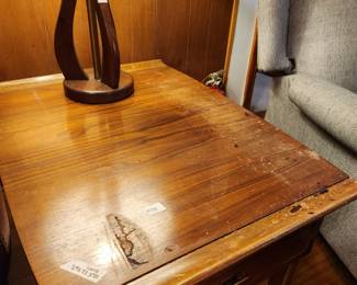 #58	Lane MCM Alta Vista Va. Side Table w/Brass Handles - Rectangular w/oval lip on Ends (finish issues on Top) - 29x22x20	 $200.00 
