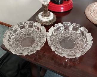 #155	Heavy Crystal set of 2 Ash Trays - 6" Round	 $20.00 
