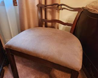 #45	(PAIR) Wood Barrel Back Chair with dark Tan upholstered seat - Seat Width 22" - sold as a pair	 $50.00 
