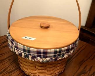 #110	Longaberger Single Handle Basket w/insert and liner	 $20.00 
