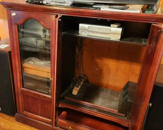 #66	Laminate wood-look Entr. Center w/1 glass Side Door (door as is) 2 wood Doors and 1 drawer - 55x18x54 - You Move	 $40.00 
