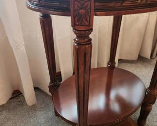 #11	Oval Marble Top End Table w/shelf - 21x16x25	 $75.00 
