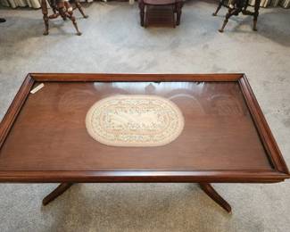 #22	Wooden Glass Display Top Coffee Table on 4 legs - 36x18x17	 $60.00 
