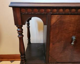 #17	Antique Cabinet w/center Door w/metal inside w/bottom Shelf - (small pie safe) - 24x11x24 - Some Wear on top	 $75.00 
