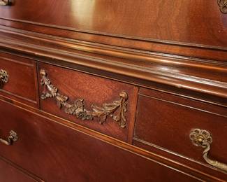 #51	Antique Wood Chest of 5 Drawers w/middle one divided and Carved Front - 38x19x49	 $375.00 
