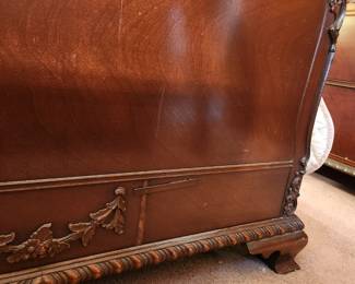 #42	(PAIR) Antique Full Size Wood Carved Headboard/Footboard w/Mattress/Box springs & Coverlets - sold as a pair - One mattress like new, one mattress as is	 $400.00 
