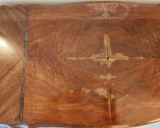 #18	Wood Oval Sofa Table w/double pedestal Legs - 42x18x29 - Top Veneer Buckled - as pictured	 $35.00 
