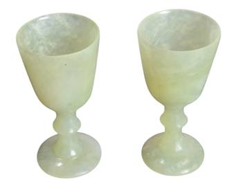 Antique Japanese Carved Jade Sake Cups