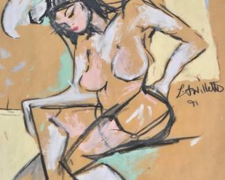 3 x Original L A Willette Mixed Media Nude Pinup
