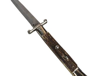 XL Italian Stiletto Wood Brass Handled Knife
XL AGA Campolin Italian Stag Handle Stiletto Knife
Horn Handle Italian Stiletto Switchblade
Edgemaster Fishtail, Schrade, Rostfrei Stilettos
Italian Stiletto Switchblade Knife
Italian Stiletto Switchblade Knife Horn Handle
