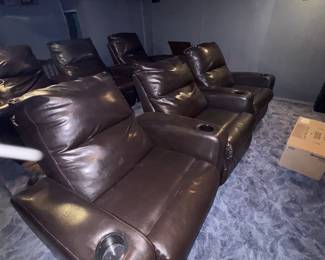 Two sets of three Ashley Furniture theater seating. 
