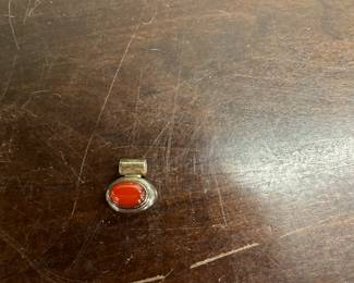 Sterling Silver Oval Red Carnelian Cabochon Pendant
