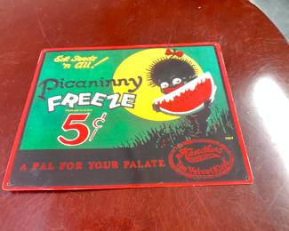 Kendlers Ice Cream Metal Sign for "Picaninny Freeze"