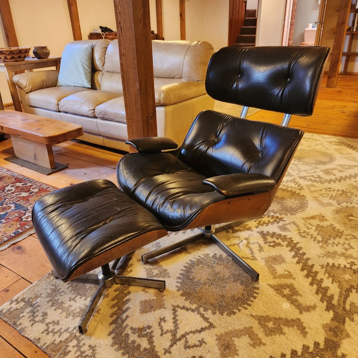 Eames style Plycraft chair with foot rest 