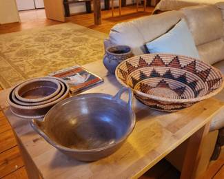 Native American pottery and baskets 