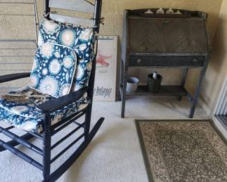 Outdoor rocker, writing desk