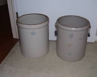 Stoneware Robinson Ransbottom 6 Gallon Crock and Red Wing 6 Gallon Crock