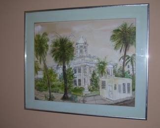 1973 Watercolor of Ocala Courthouse by Shannon Roth - signed
