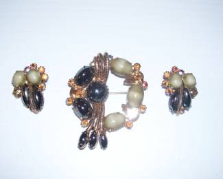 Vintage Alice Caviness Brooch and Earrings Set