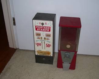 Vintage US Postage Stamp Vending Machine and Gumball Machine