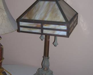 Vintage Lamp with Slag Glass Shade