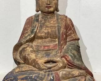 Antique carved wood Buddha