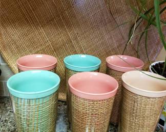 Mid-century Raffiaware tumblers
