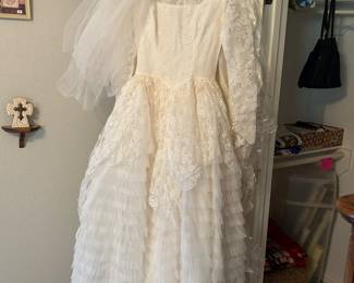Vintage wedding dress with hoop skirt
