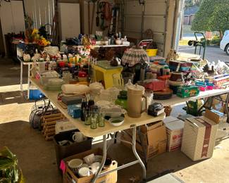 Tools, outdoor items, Christmas, decor, small refrigerator, lawnmower, yard, tools, ladder, and more!