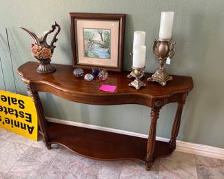 Curved front sofa table