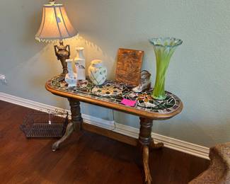 Tile top oak table