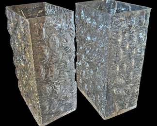 Mid Century Textured Glass Vases