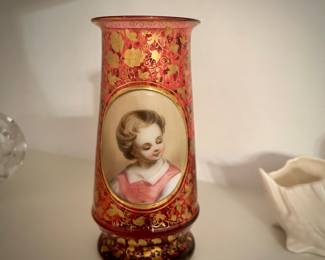 Antique Moser Bohemian ruby glass vase
