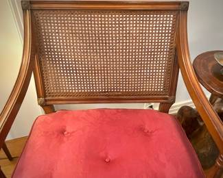 Second of two vintage mid-century caned chair 