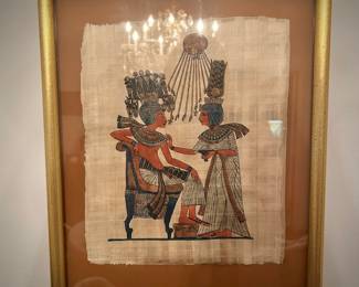 Egyptian gods painted on papyrus paper- Ramses, Anubis