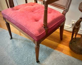 Second of two vintage mid-century caned chair 