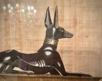 Egyptian gods painted on papyrus paper- Ramses, Anubis