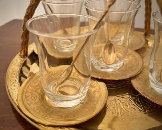 Vintage brass Turkish tea set