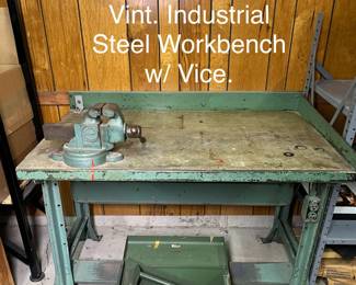 Vint. Steel Workbench w/ Vice