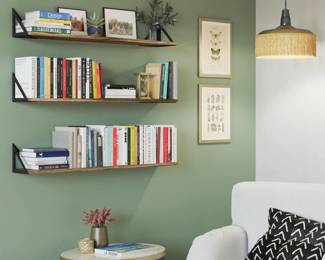 Wallniture Minori Wall Floating Shelves, 36 Inch, Set of 3, Natural Burned