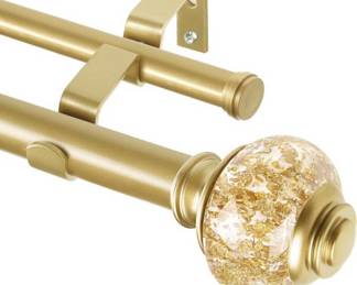 1 Inch Gold Double Curtain Rods 72 to 144 Inches (6 to 12 ft)
